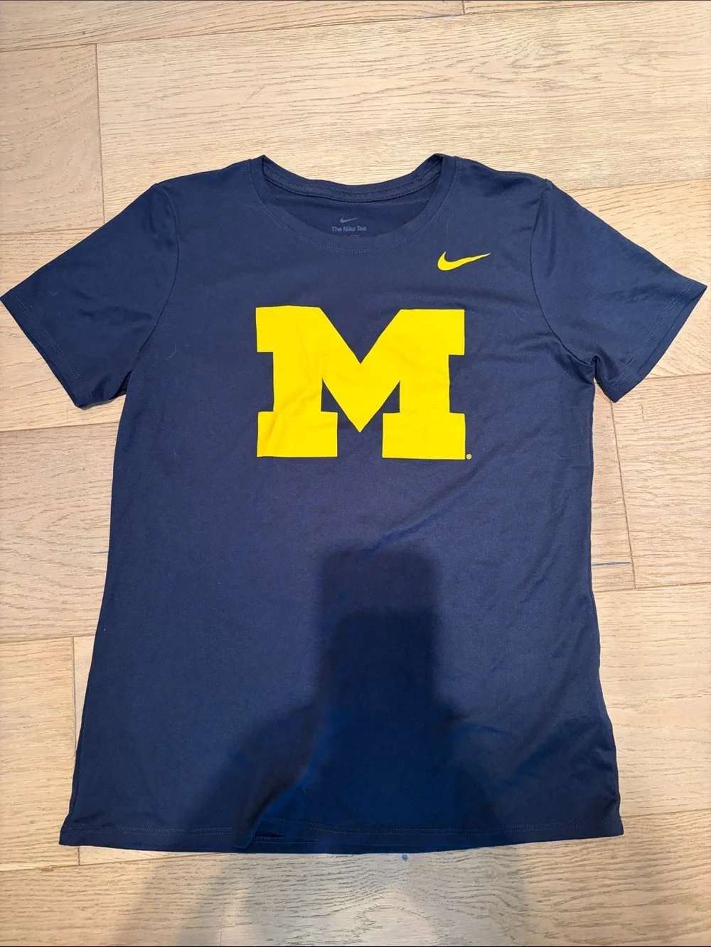 Nike Navy T-Shirt with Yellow Block M Graphic University of Michigan